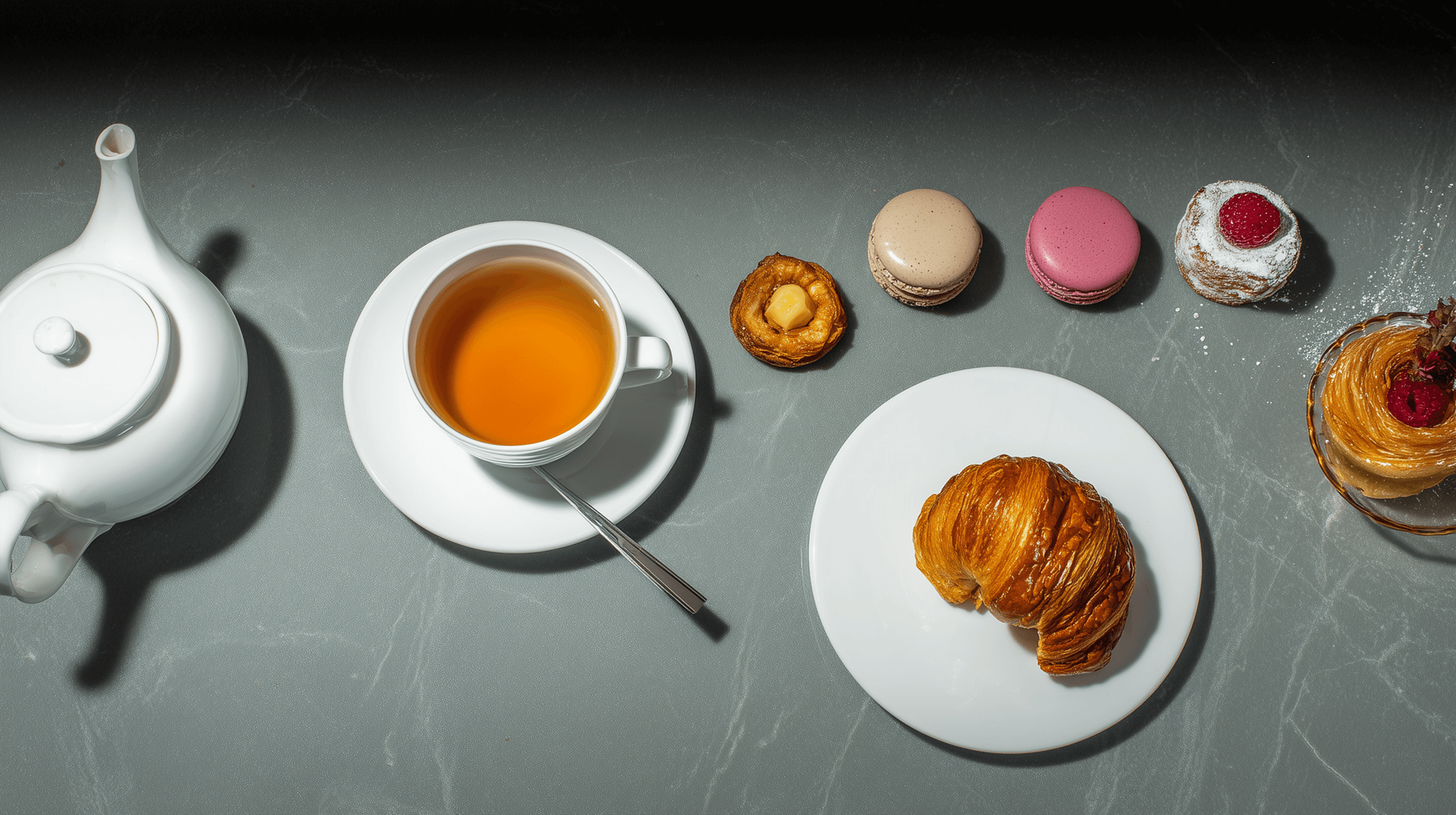 Stack of colourful French macarons